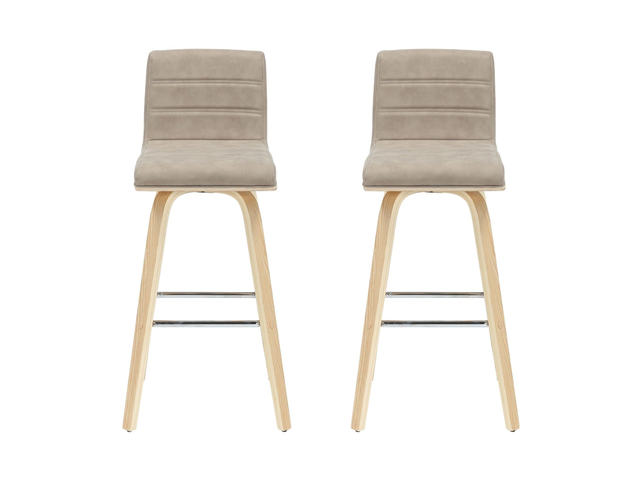 Vienna - 39.5" Swivel Bar Height Square Back Wood Bar Stool With Faux Leather Seat
