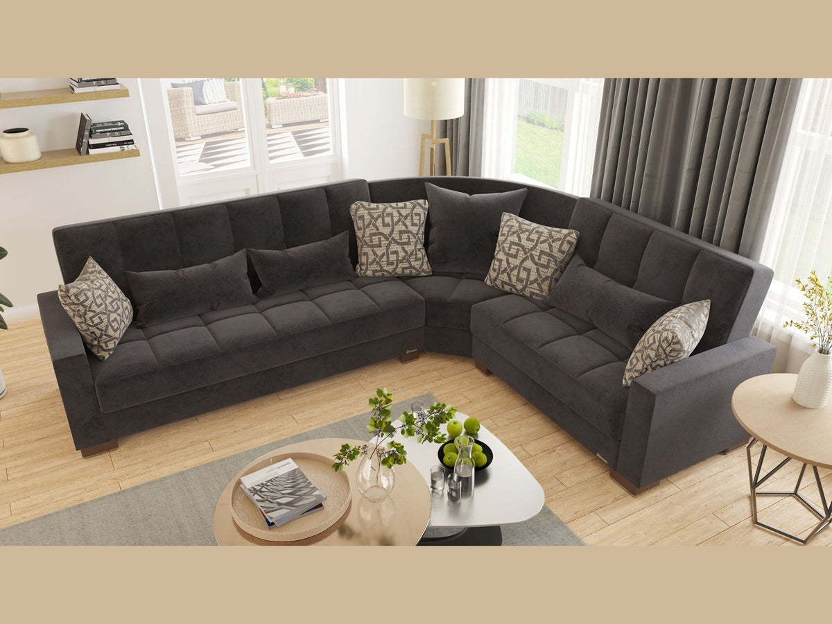 Ottomanson Armada - Upholstered Convertible Sectional With Storage - Microfiber