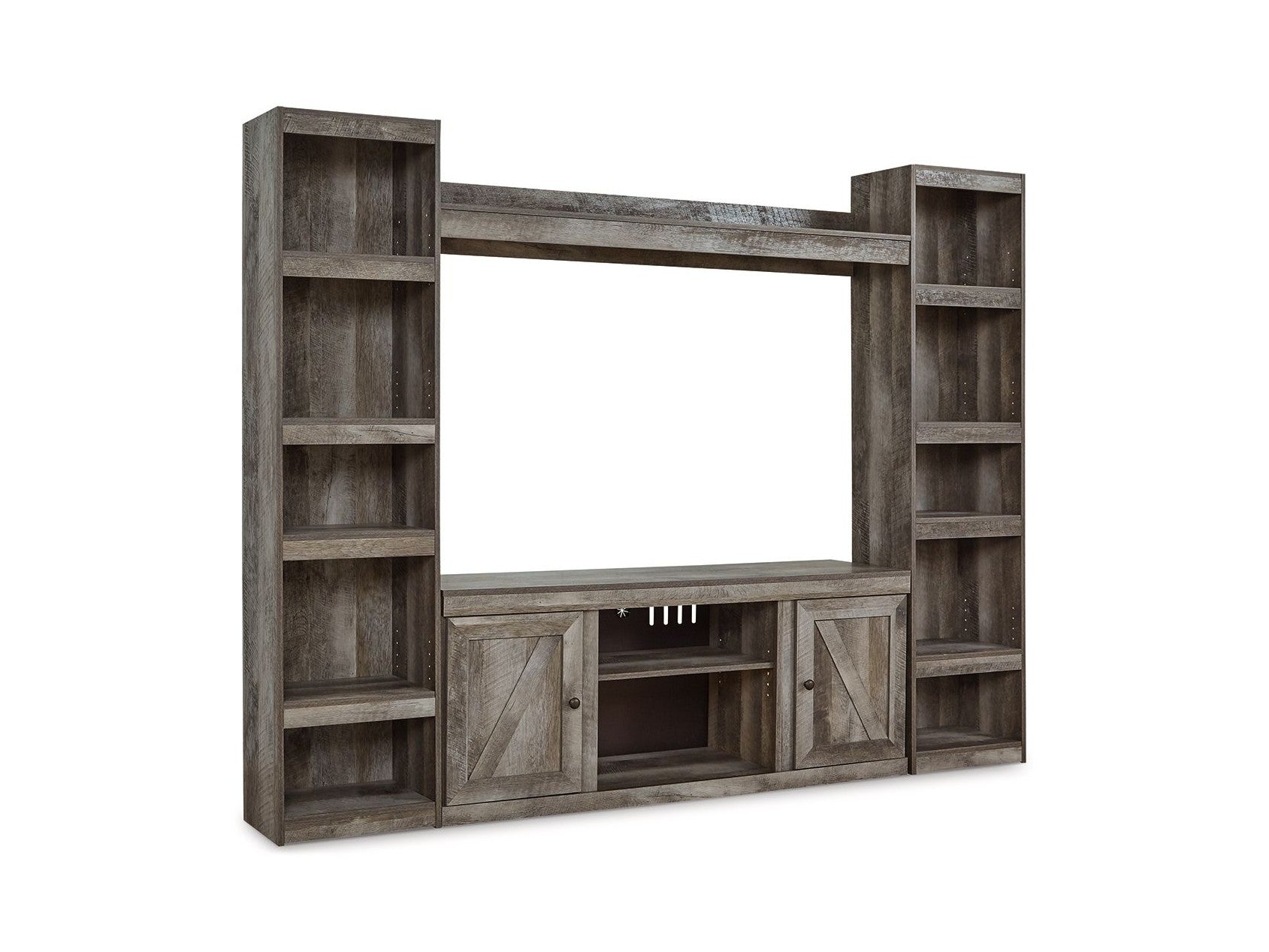 Wynnlow - 4-Piece Entertainment Center With LG TV Stand W/Fireplace Option - Gray