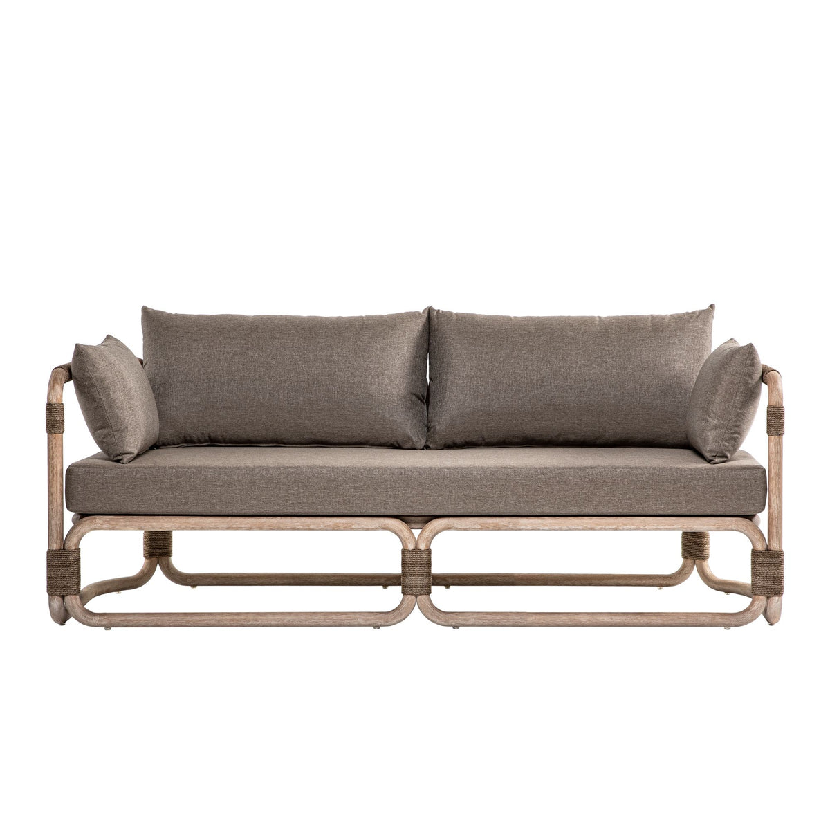 Baja - 79" Outdoor Sofa With Cushions - Brown Wire-Brushed Eucalyptus / Brown