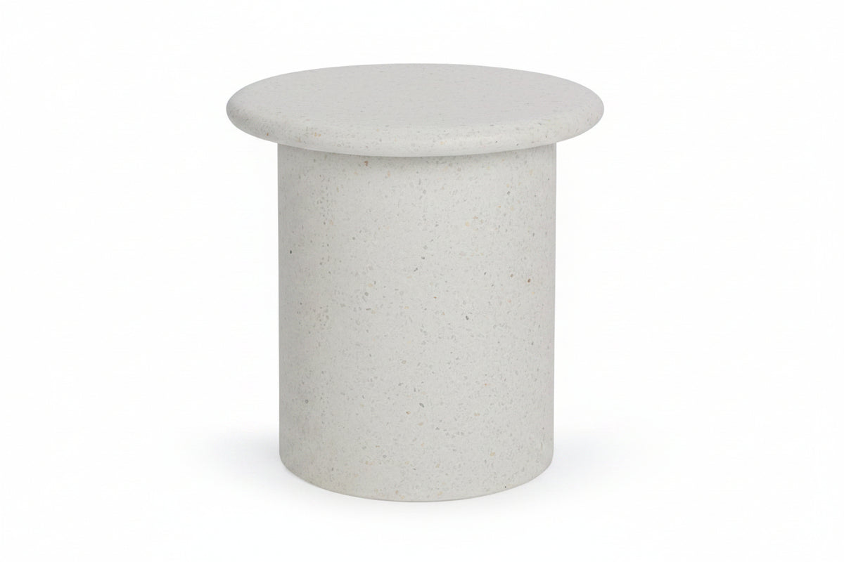Concrete side table on a white background
