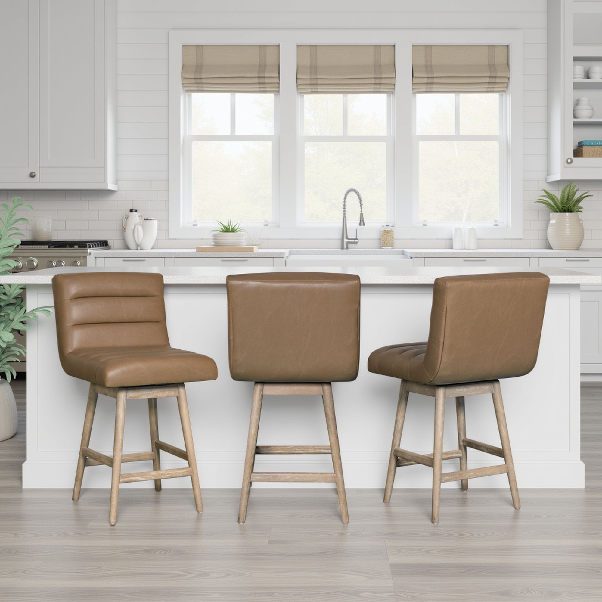 Elias - Swivel Rubberwood Barstool
