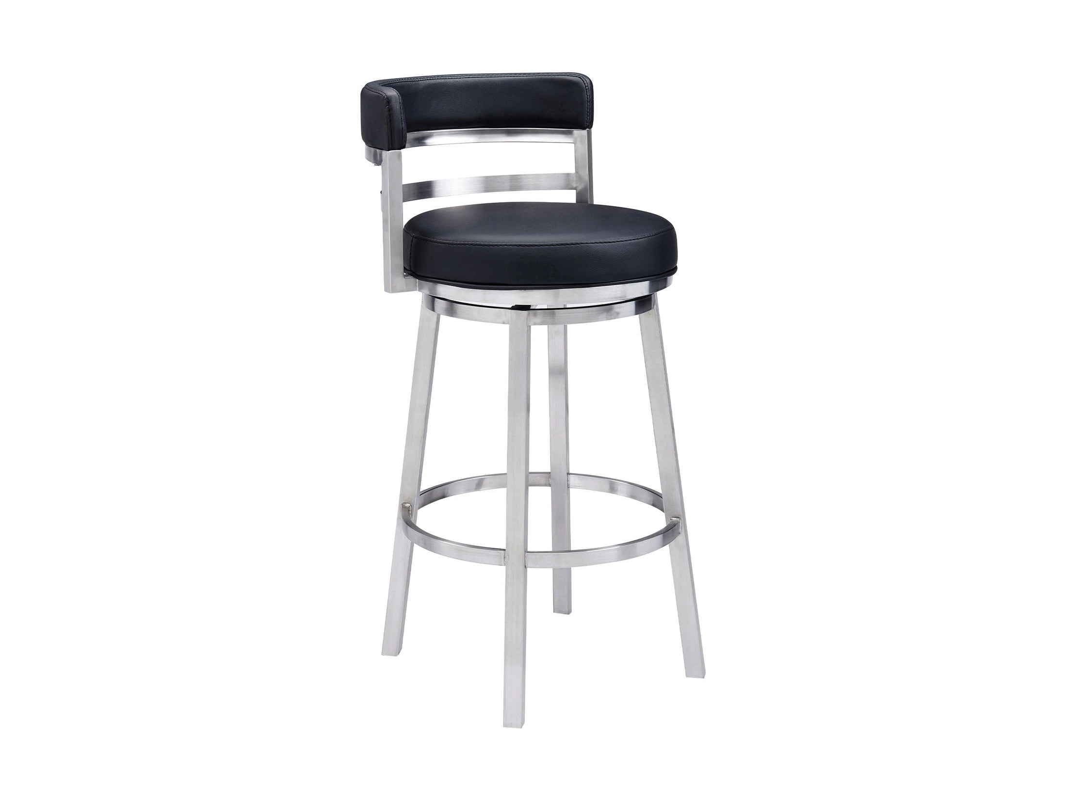 Titana - Swivel Faux Leather And Brushed Stainless Steel Bar Stool