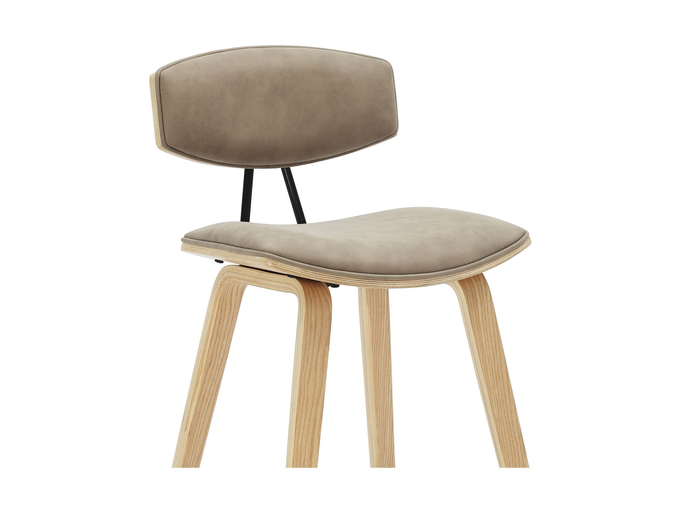 Fox - Counter Height Curved Back Wood Bar Stool With Faux Leather Seat