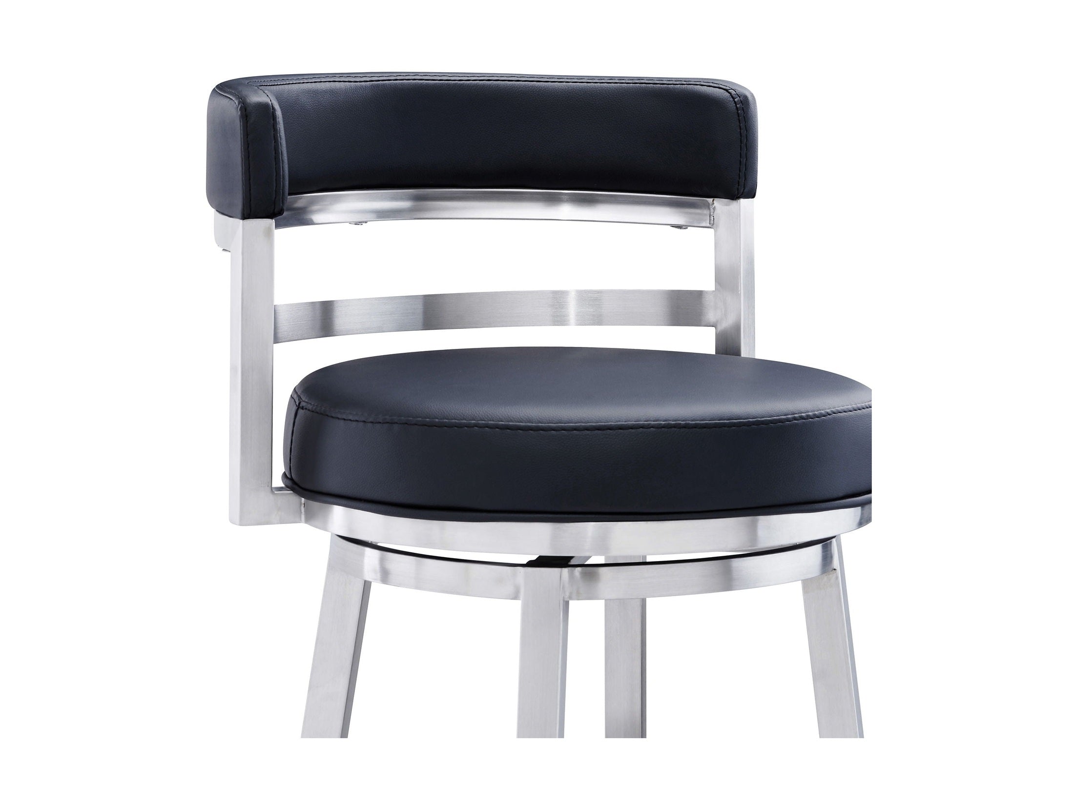Titana - Swivel Faux Leather And Brushed Stainless Steel Bar Stool
