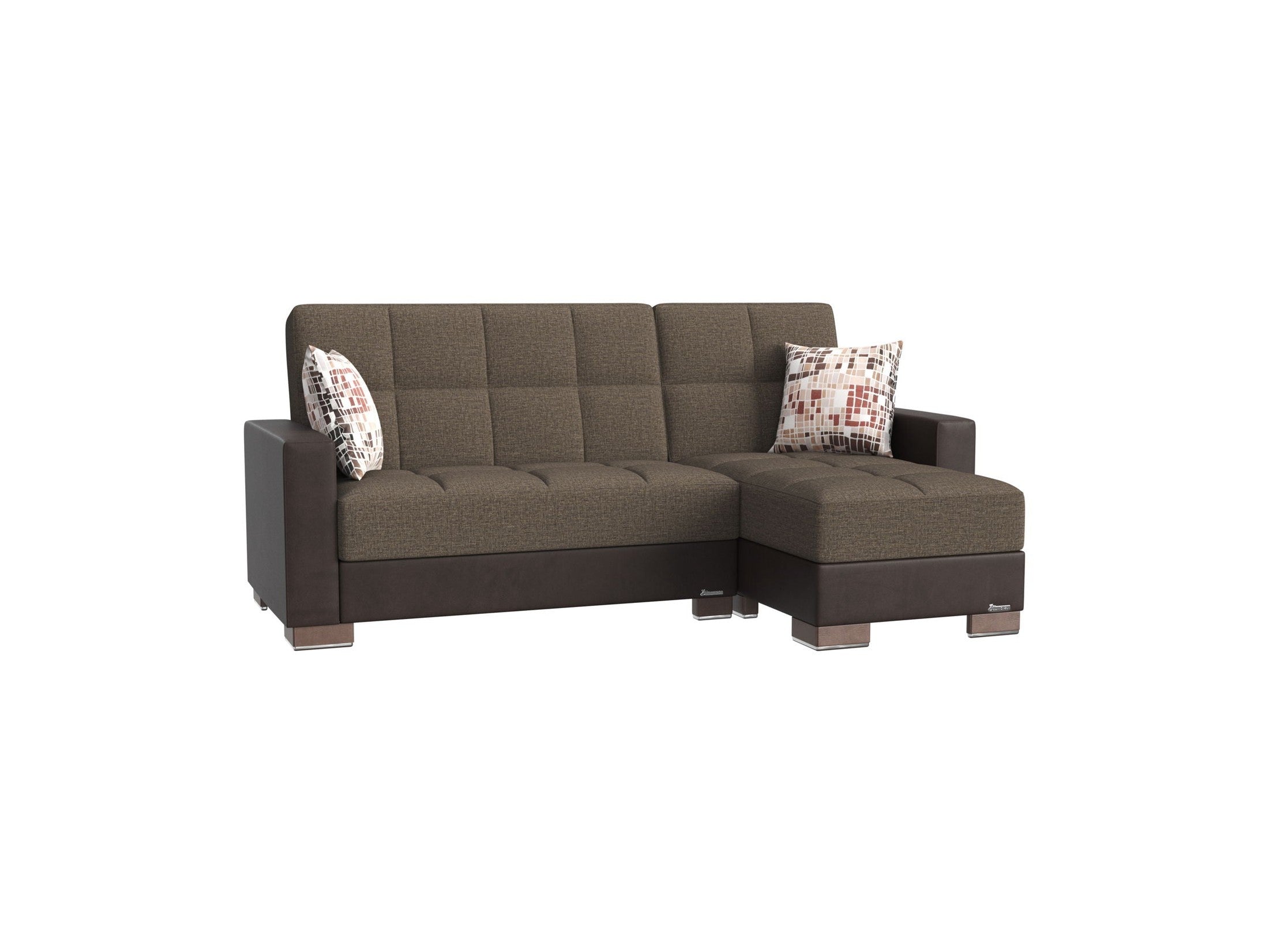 Ottomanson Armada - Upholstered Convertible Chaise Lounge With Storage - Brown PU Polyester