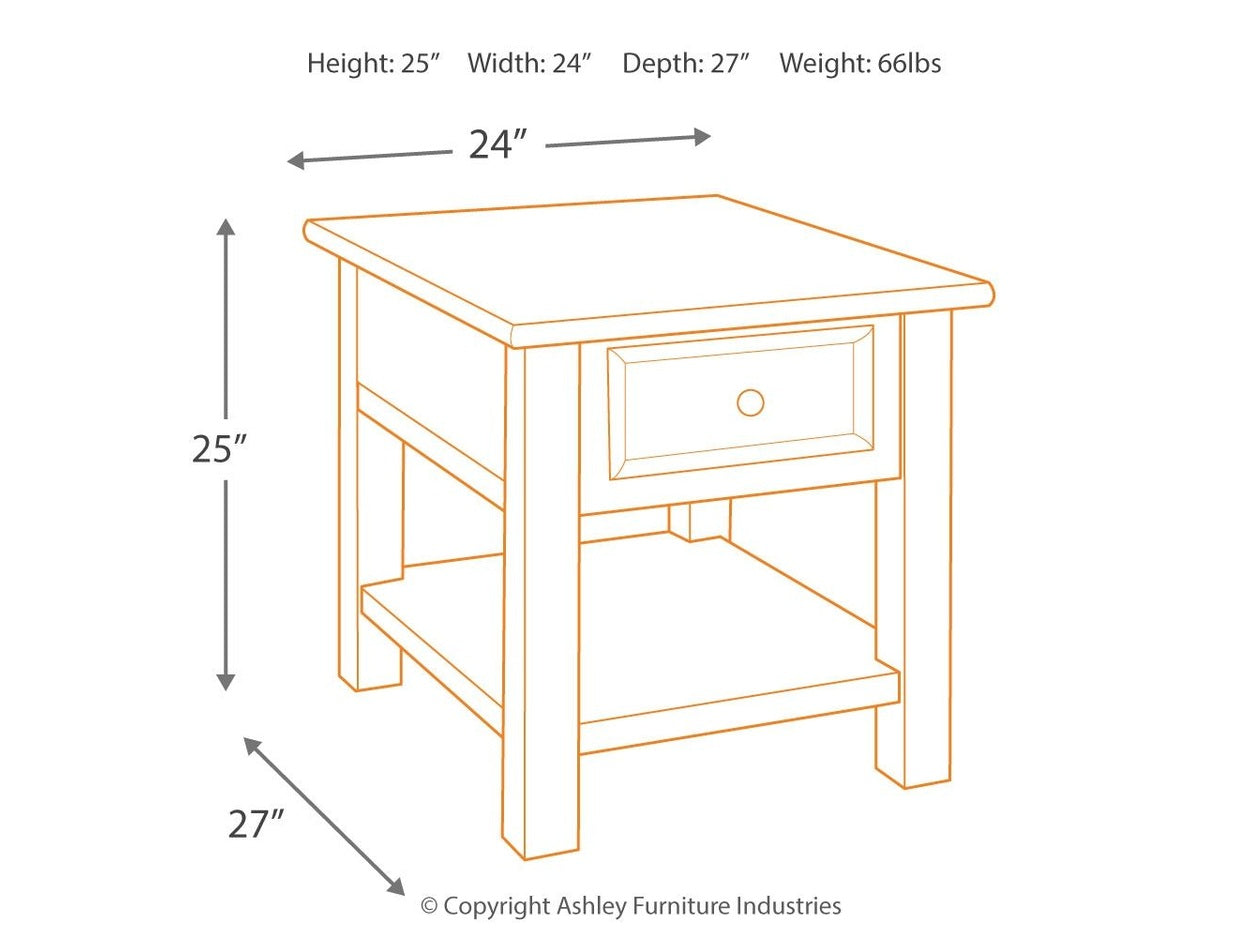 Tyler Creek - Rectangular End Table - Grayish Brown / Black