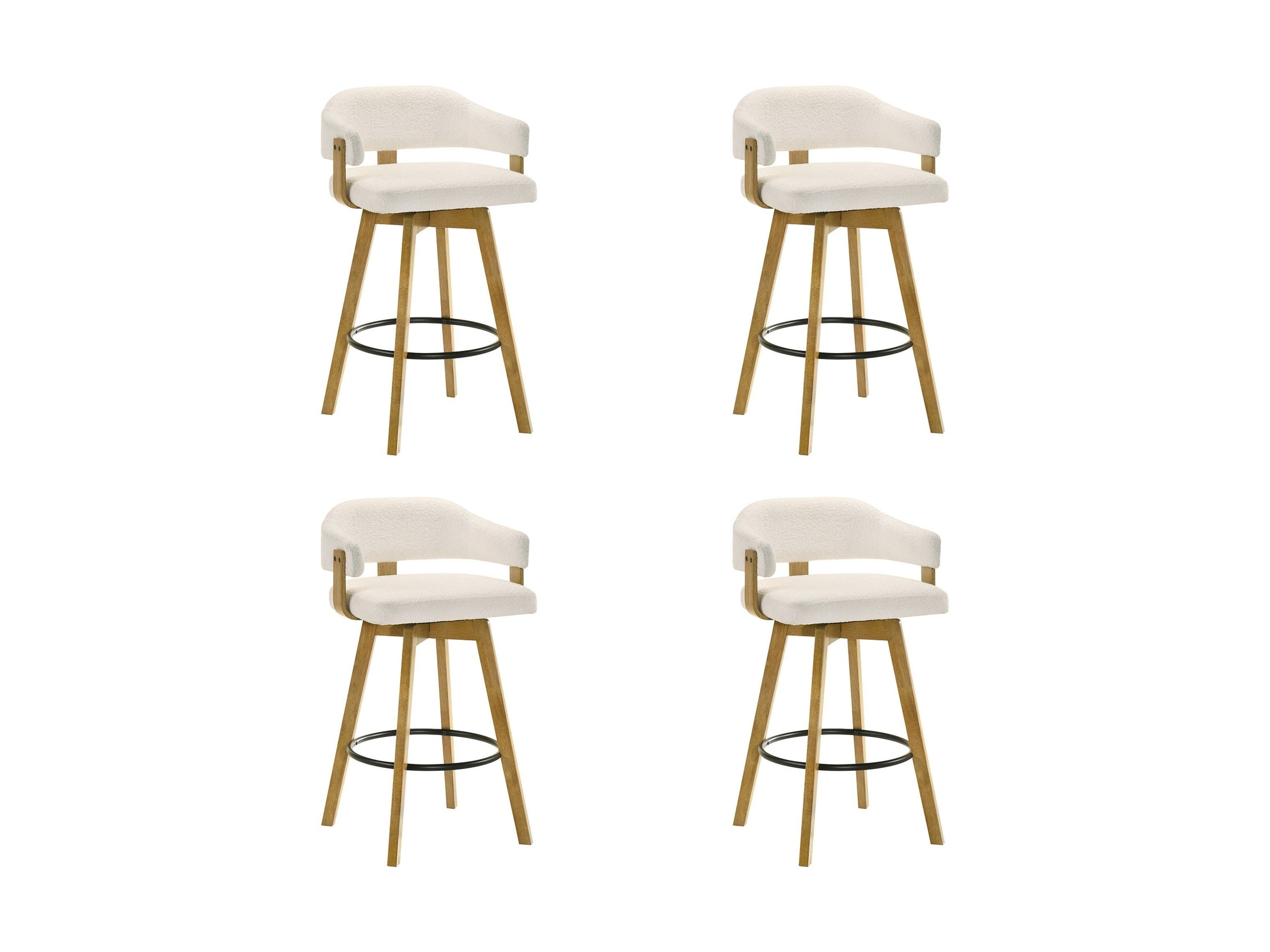 Callah - Contemporary Natural Wood Bar Height Kitchen Bar Stool