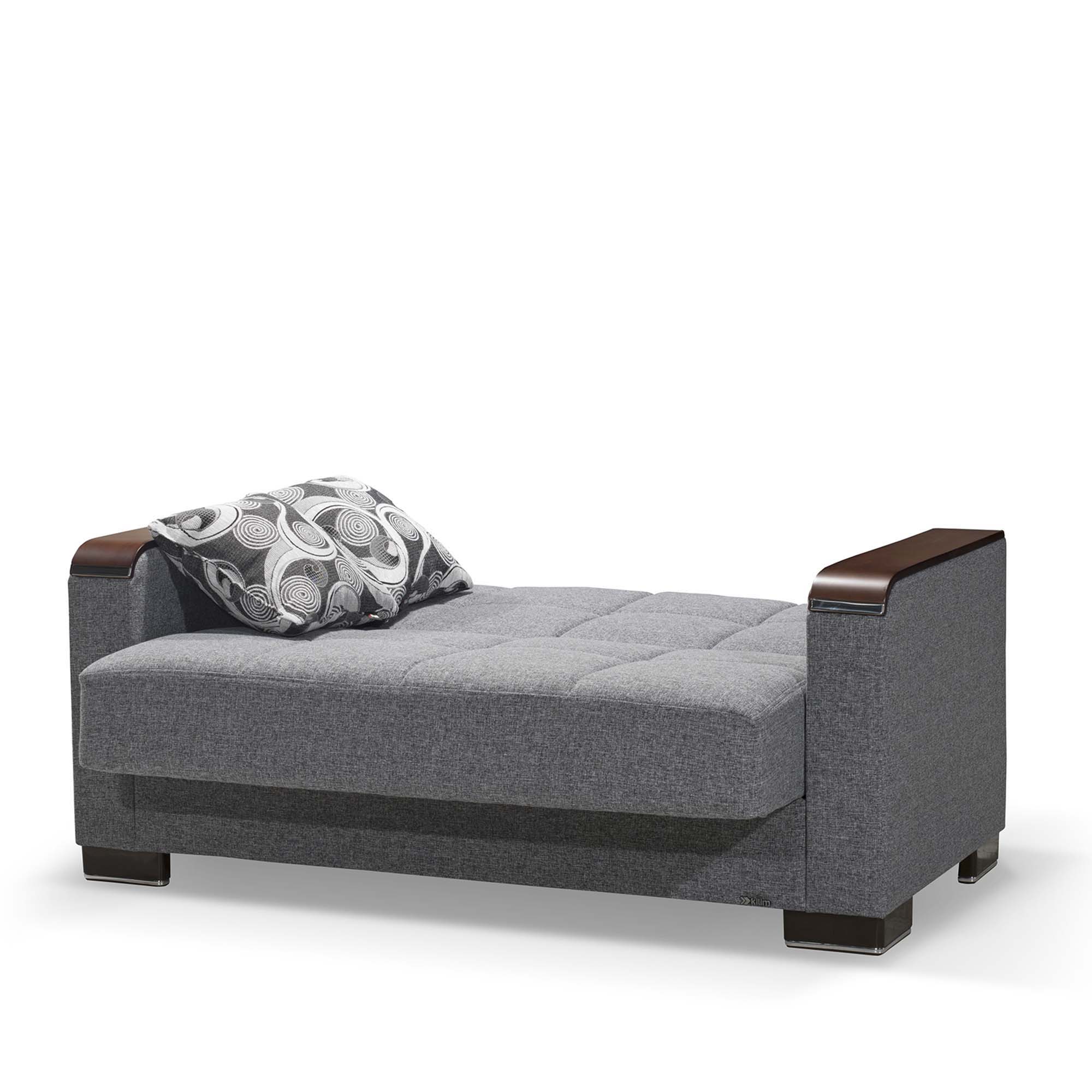 Ottomanson Armada X - Upholstered Convertible Wood Trimmed Loveseat With Storage - Polyester