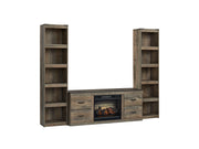 Trinell - 3-Piece Entertainment Center With Electric Fireplace - Brown