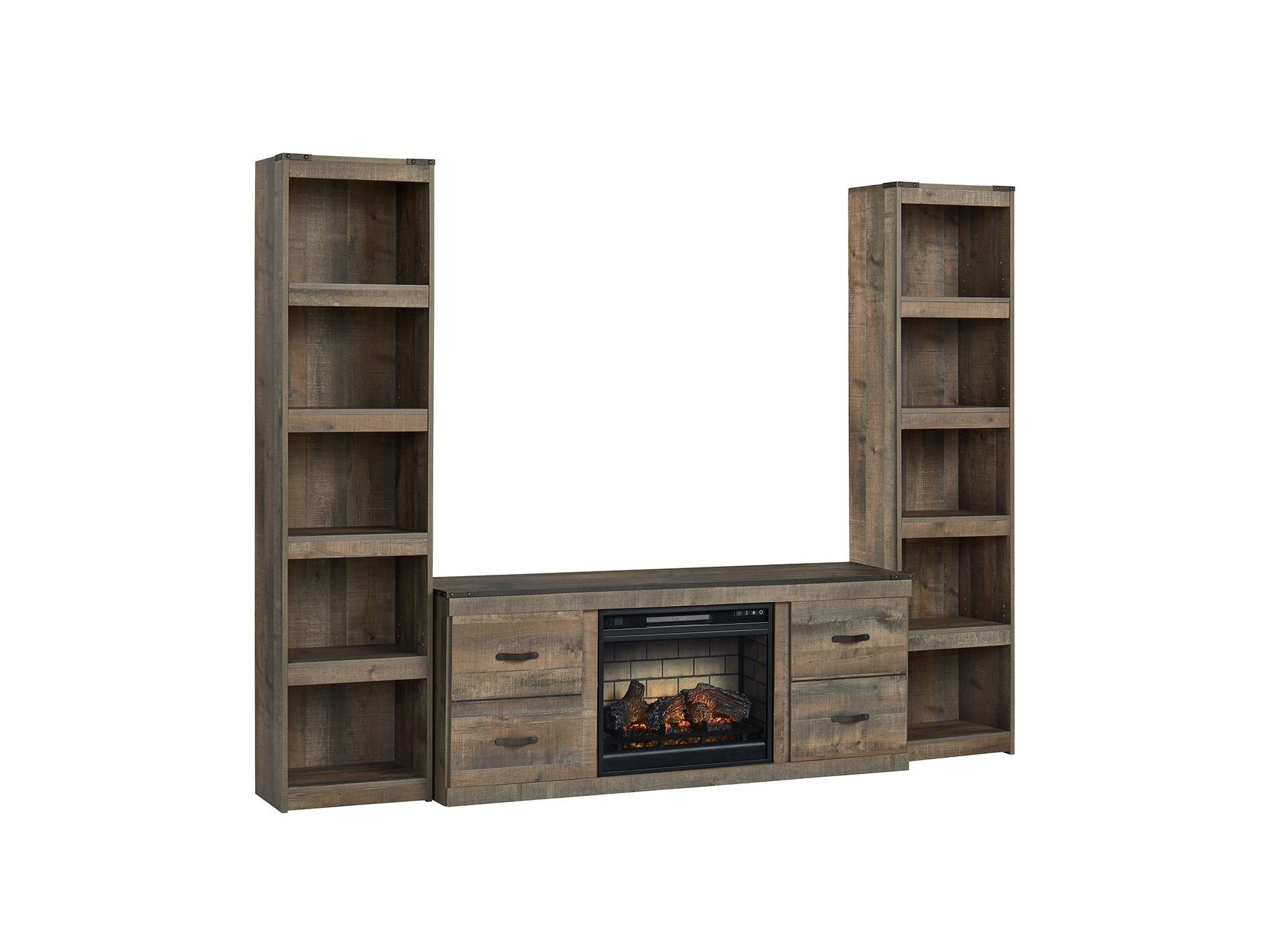 Trinell - 3-Piece Entertainment Center With Electric Fireplace - Brown