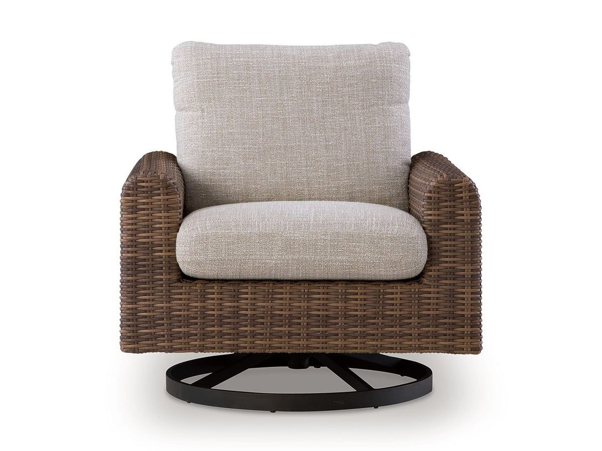 Dolan Creek - Swivel Lounge With Cushion - Gray / Brown