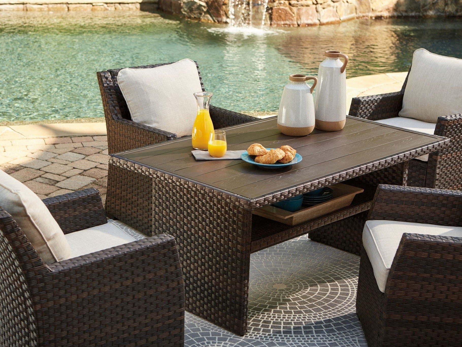 Easy Isle - RECT Multi-Use Table - Dark Brown / Beige