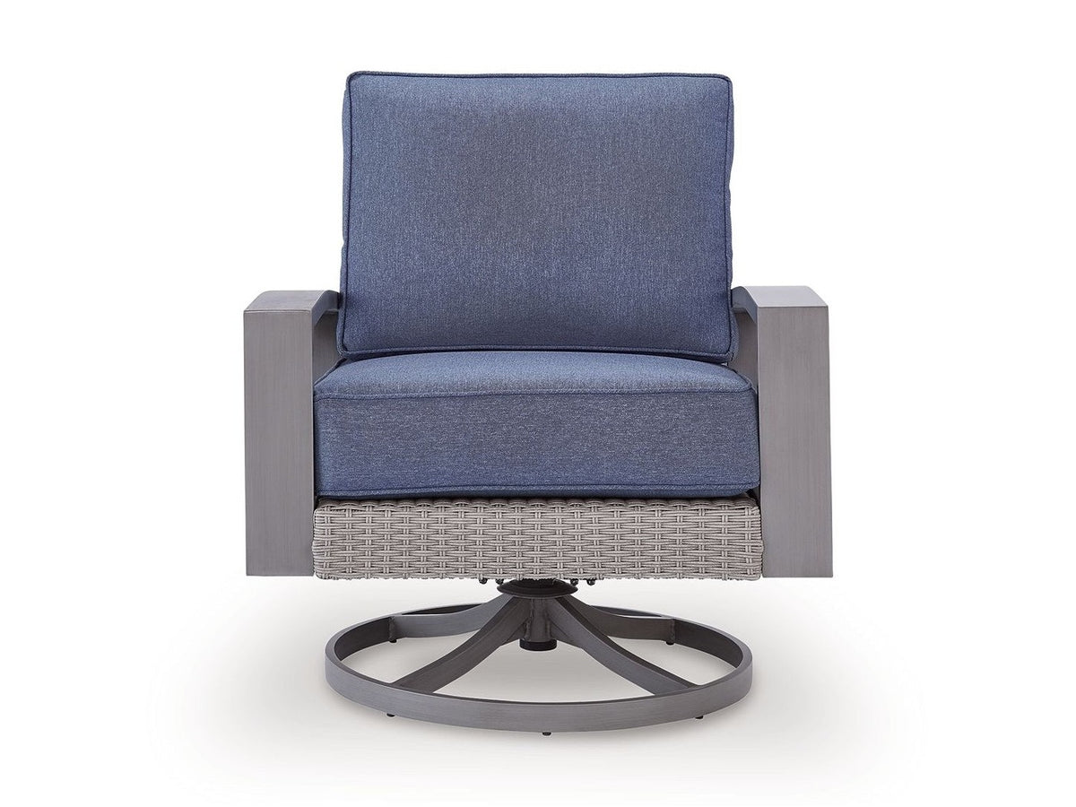 Half Moon Beach - Swivel Lounge With Cushion - Blue / Gray