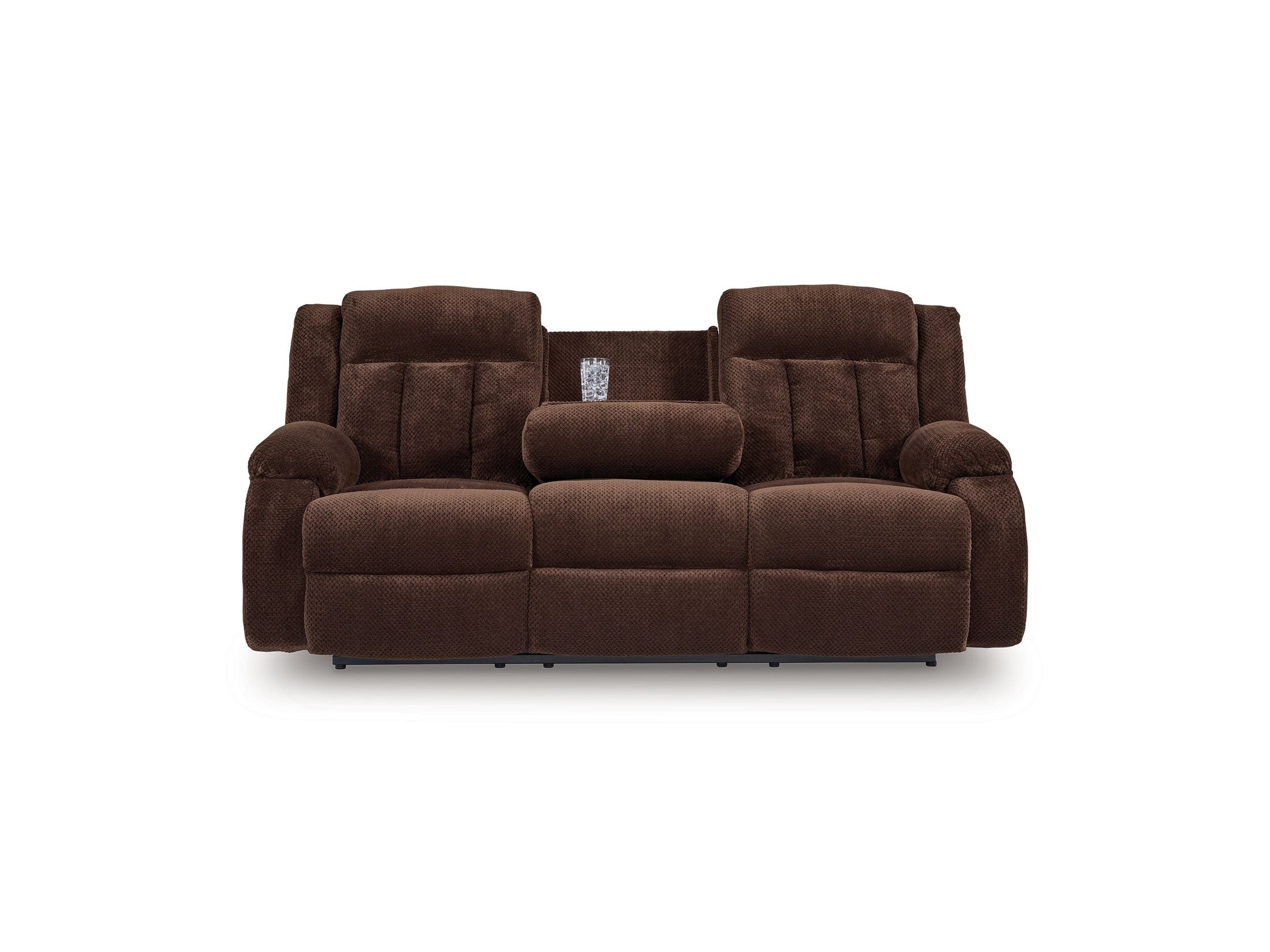 Free Wake - Reclining Power Sofa With Drop Down Table - Chocolate