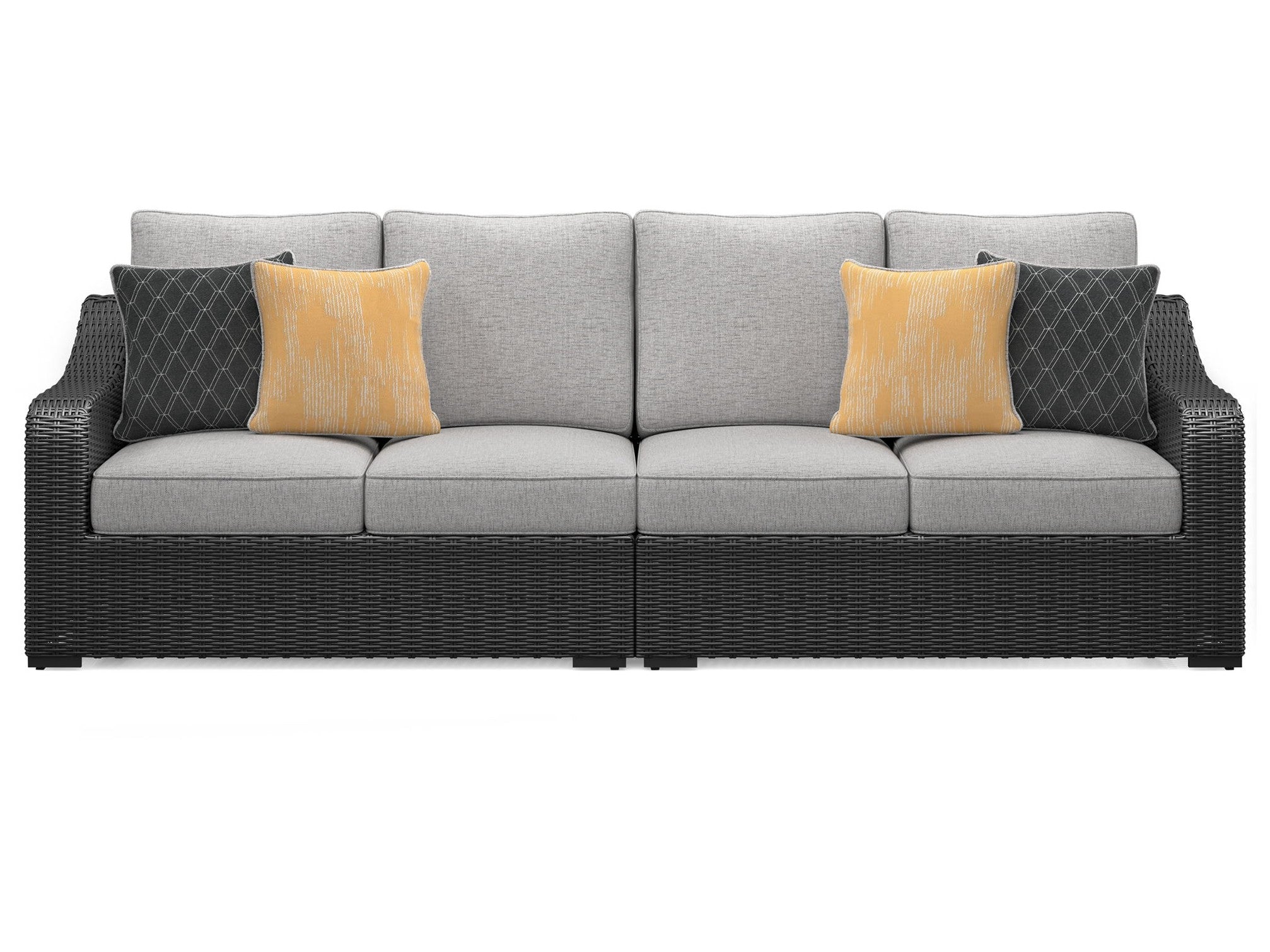Beachcroft - 2-Piece Outdoor Loveseat with Cushion - Black / Light Gray