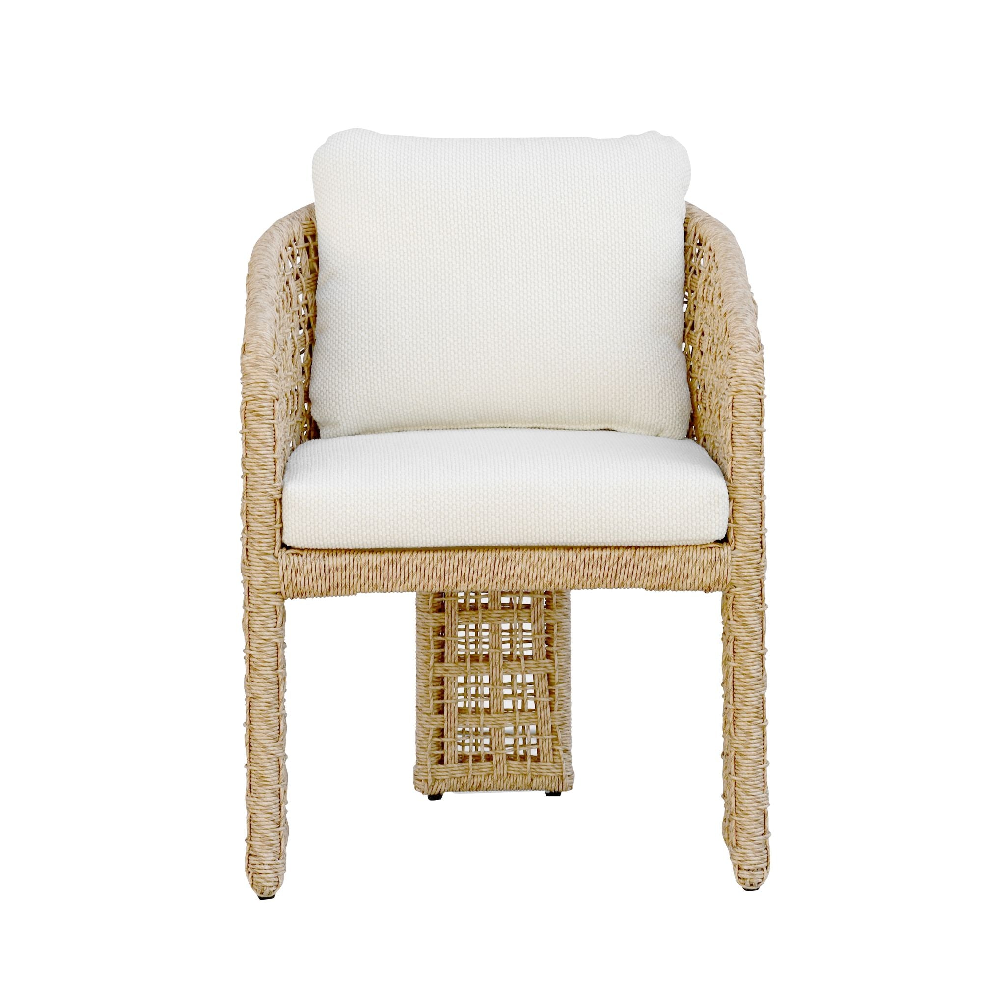 Driftbay - 7-Piece Coastal Rope Outdoor Dining Set - White / Natural