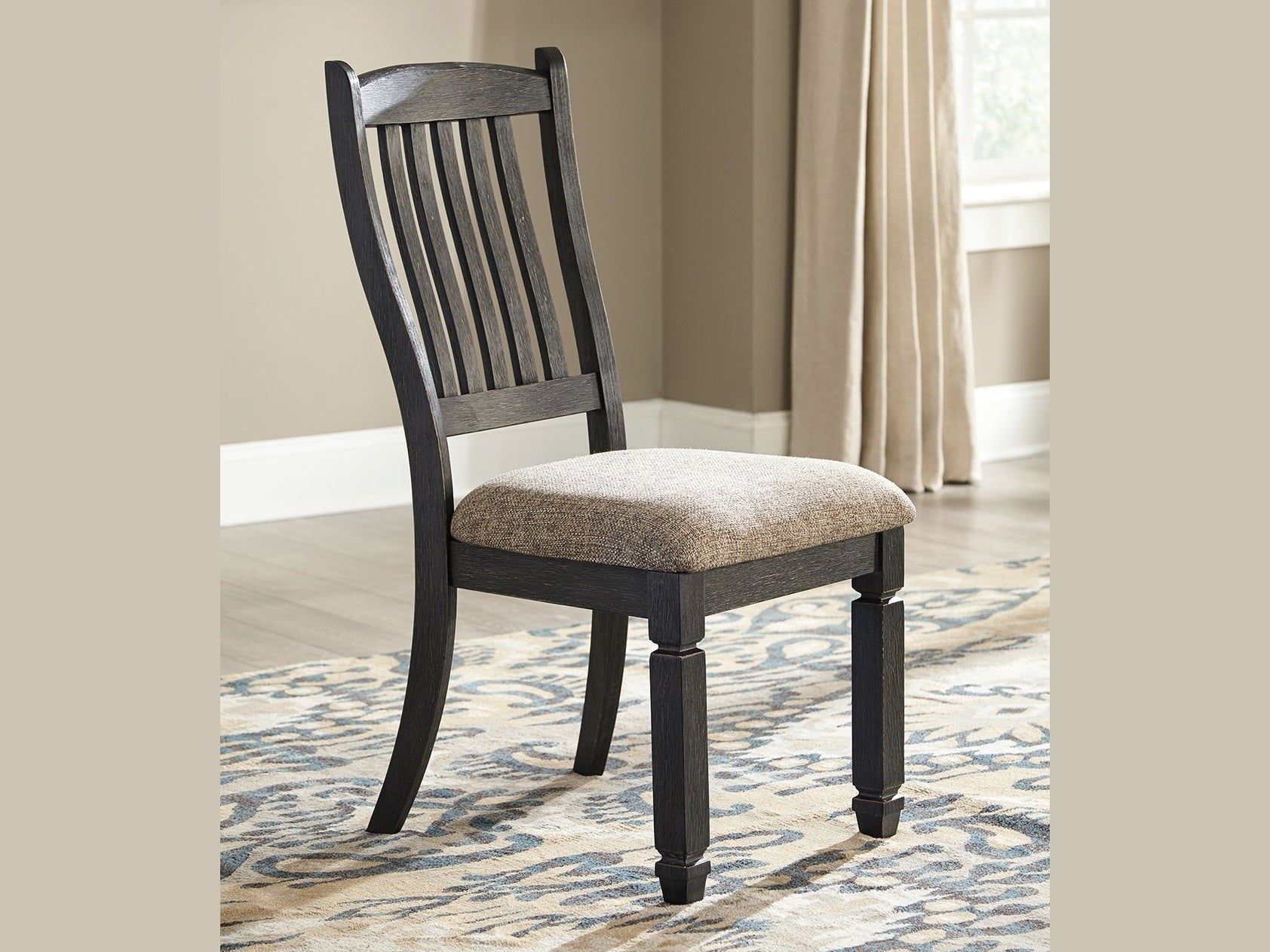 Tyler Creek - Dining UPH Side Chair (Set of 2) - Slatback - Black / Grayish Brown