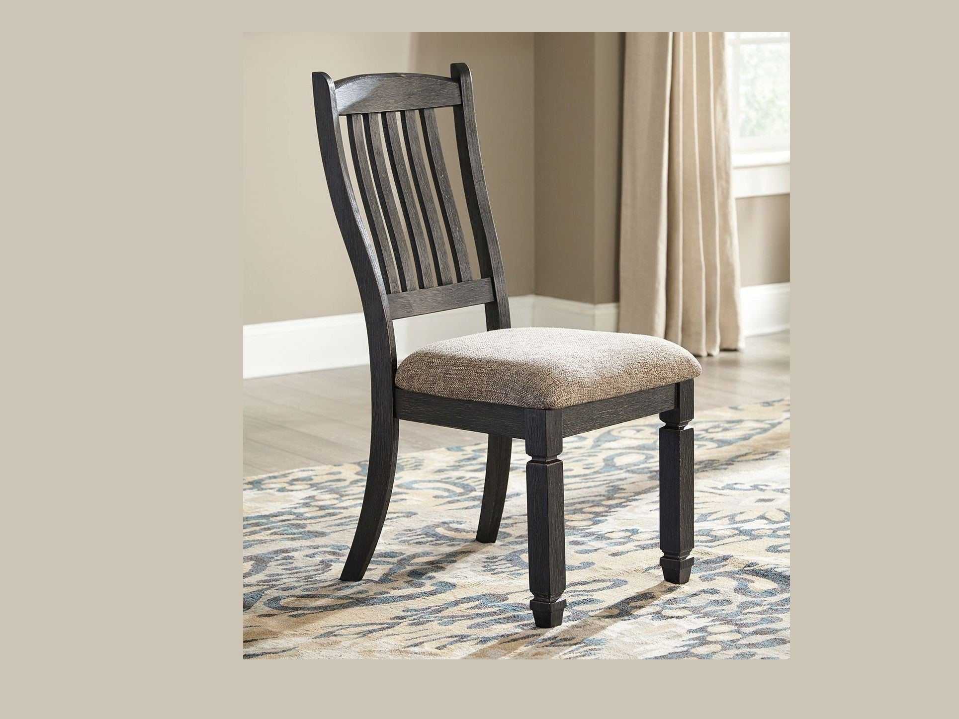 Tyler Creek - Dining UPH Side Chair (Set of 2) - Slatback - Black / Grayish Brown
