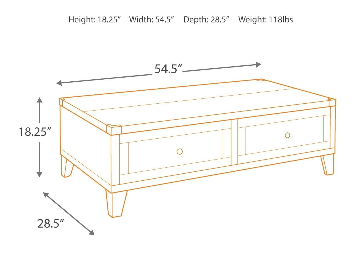 Todoe - Lift Top Cocktail Table - Dark Gray