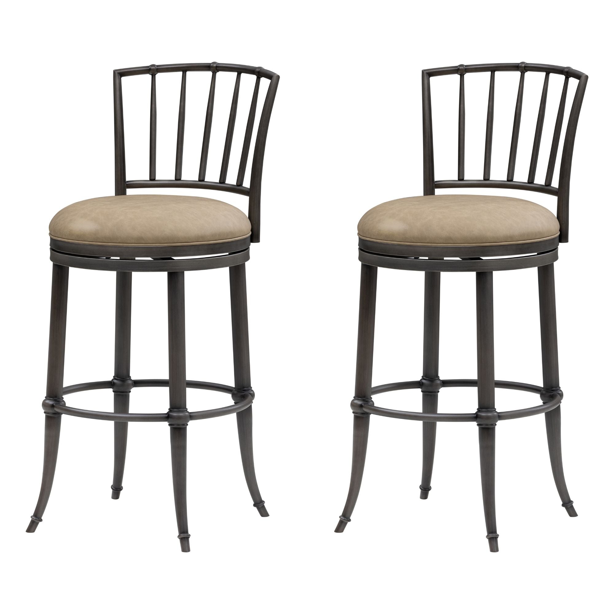 Vince - Commercial Grade Steel Frame Faux Leather Upholstered Swivel Bar Height Barstool