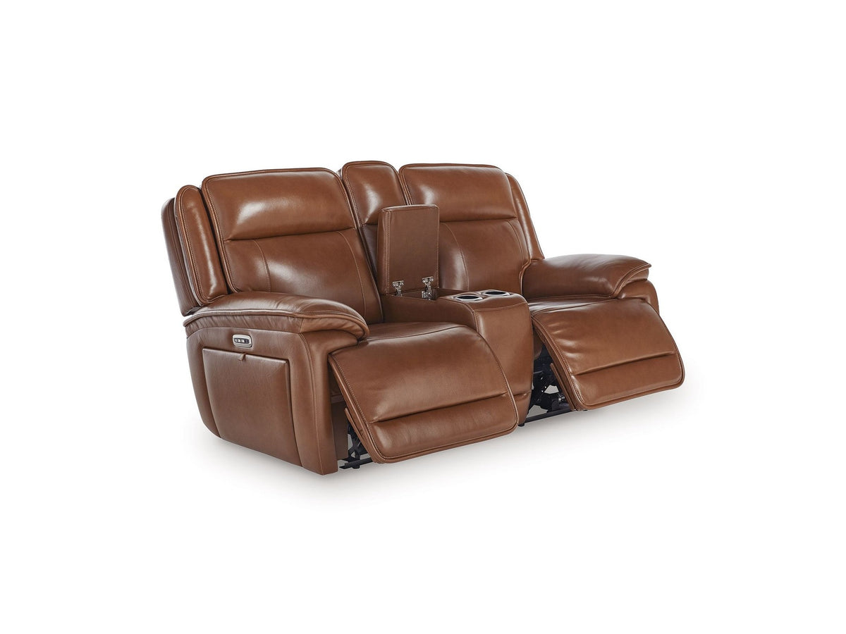 Healy Pier - Power Reclining Loveseat With Console / Adj Headrest - Chocolate