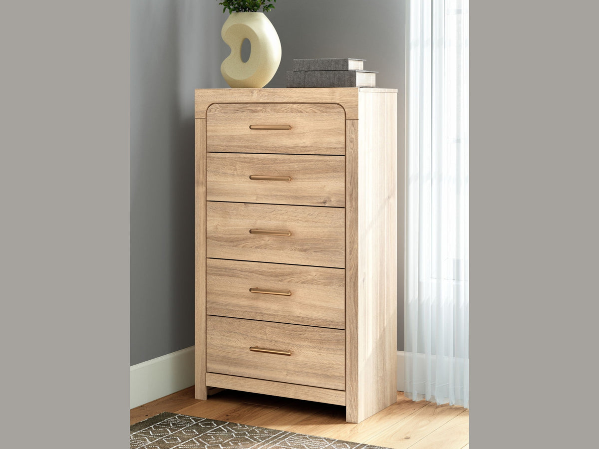 Kinlanni - Five Drawer Chest - Tan