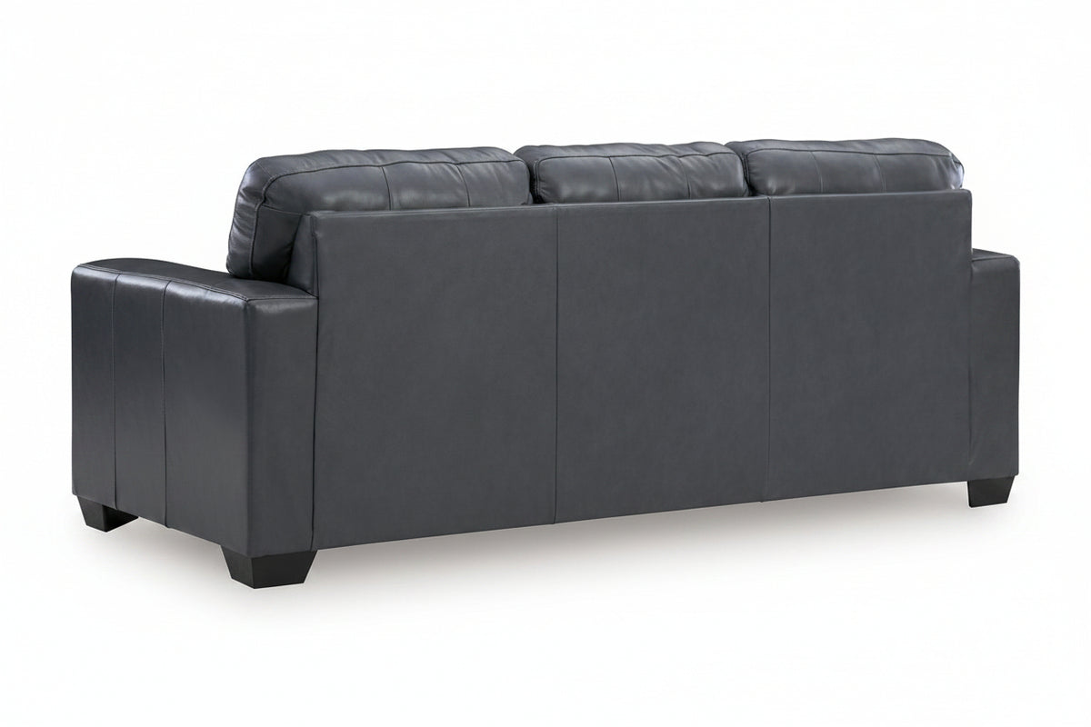 Gray leather sofa on a white background