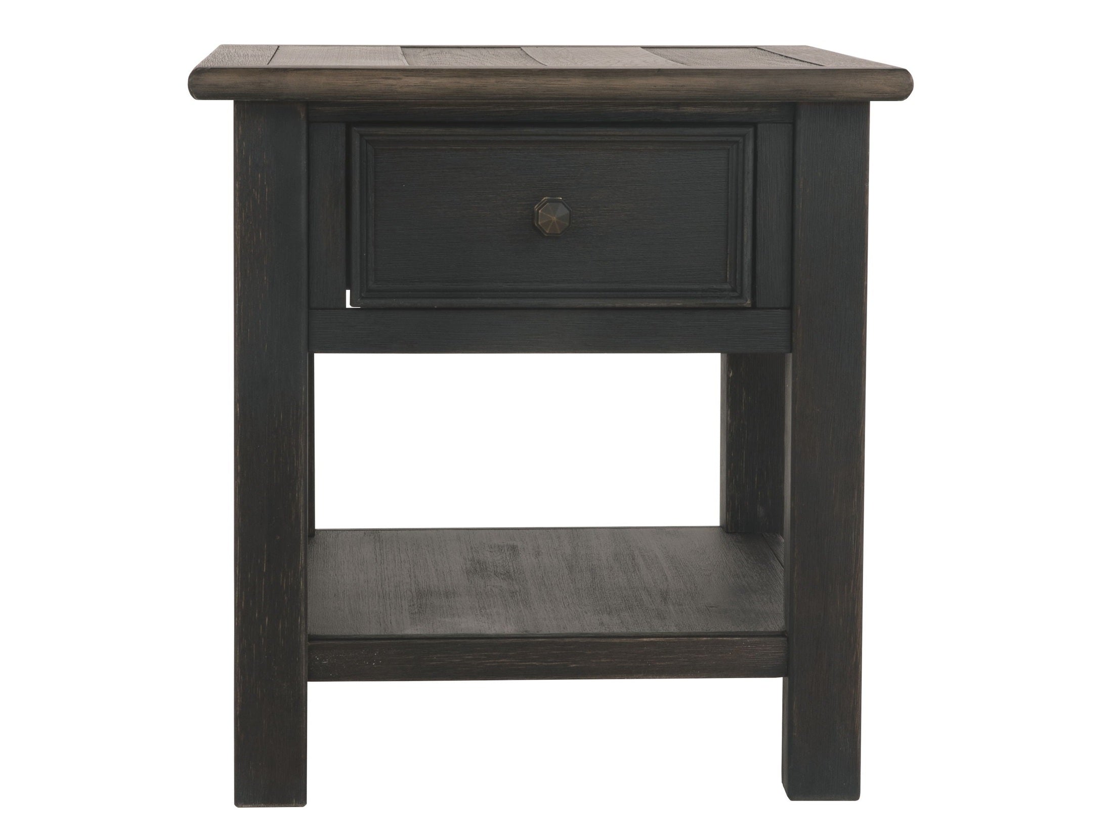 Tyler Creek - Rectangular End Table - Grayish Brown / Black