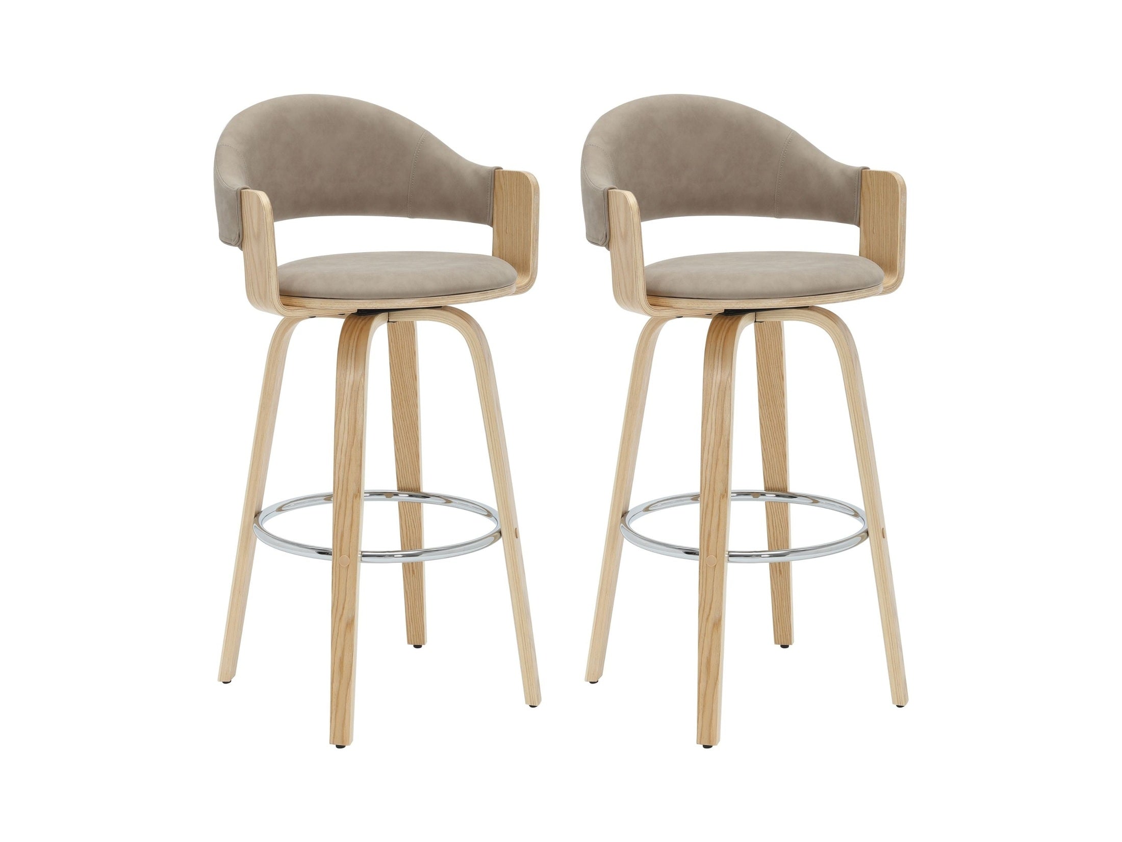 Daxton - Swivel Bar Height Round Back Wood Bar Stool With Faux Leather Seat
