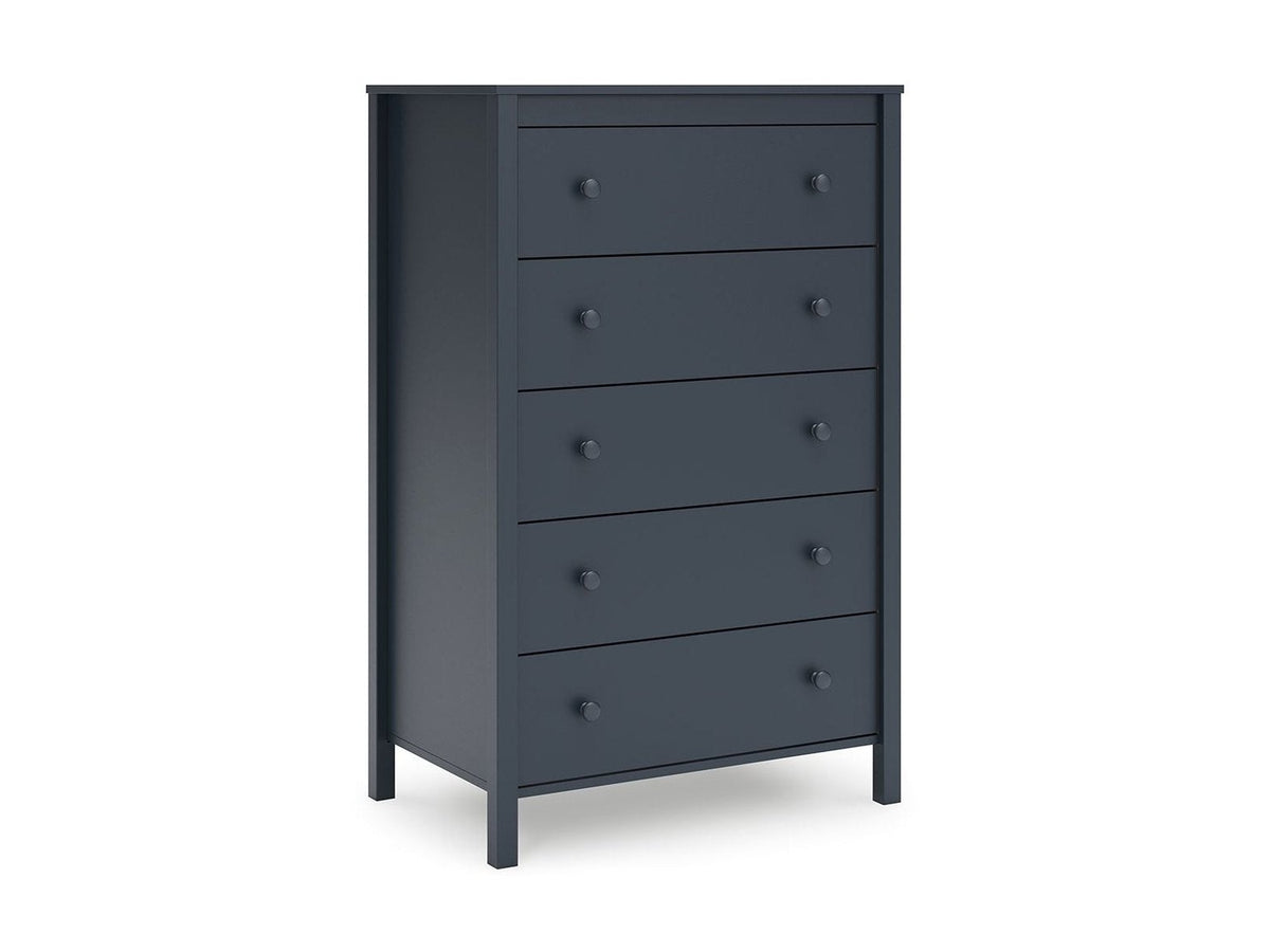 Simmenfort - Five Drawer Chest - Navy Blue