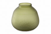 Green textured vase on a white background