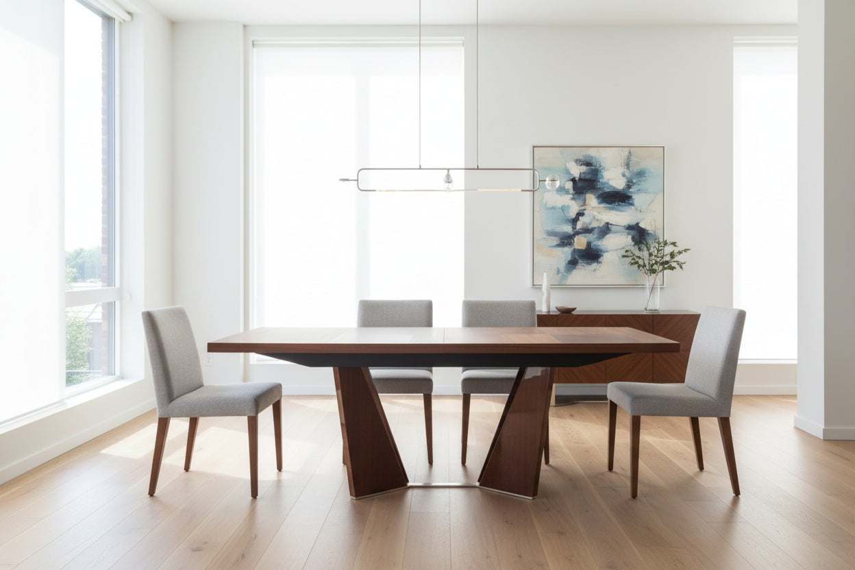 Bellagio dining table with modern design on a white background