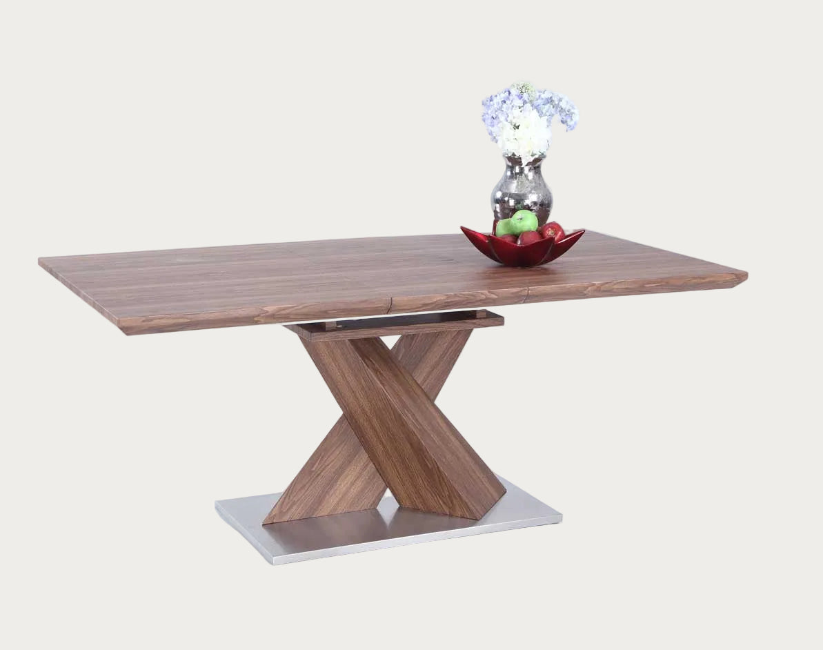 Bethany wooden dining table with a modern design on a white background