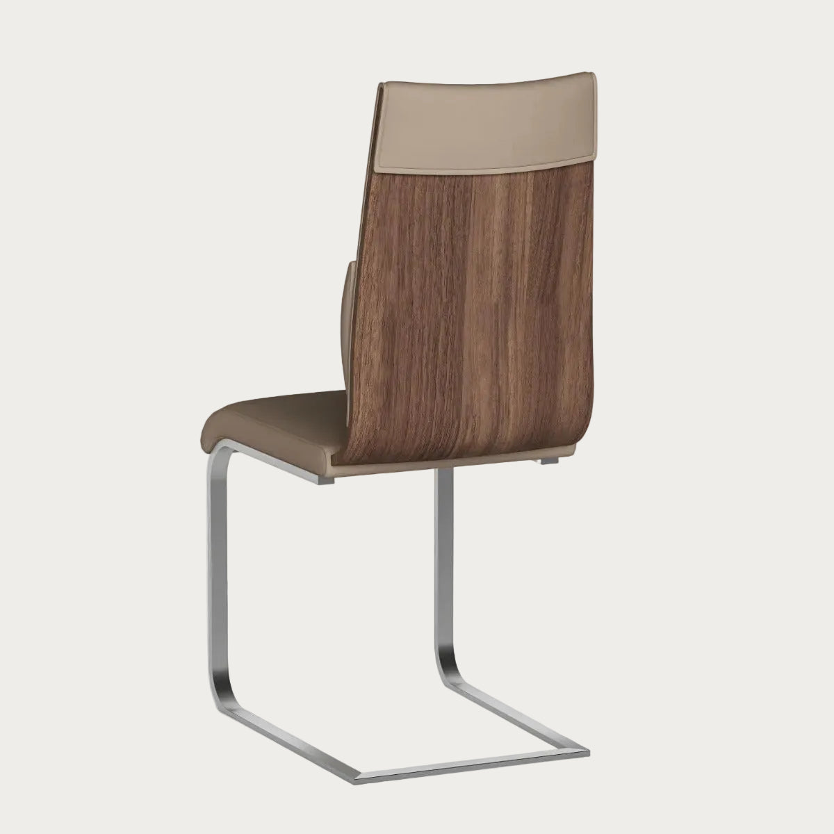 Bethany side chair with wooden backrest and brown seat on a white background