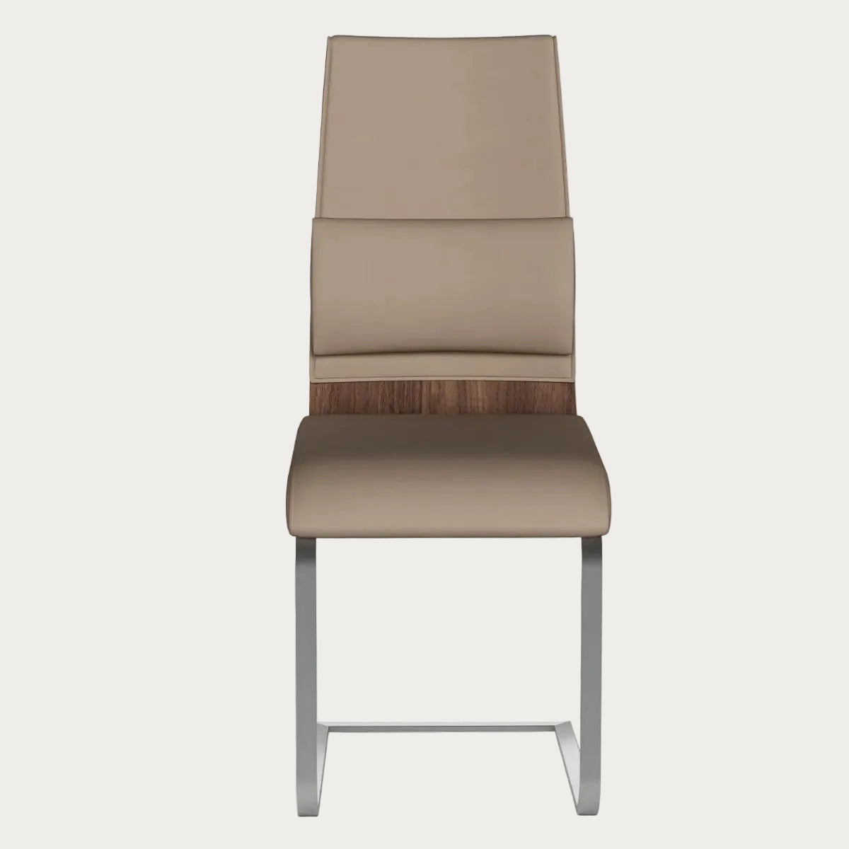 Bethany beige side chair with wooden backrest on a white background