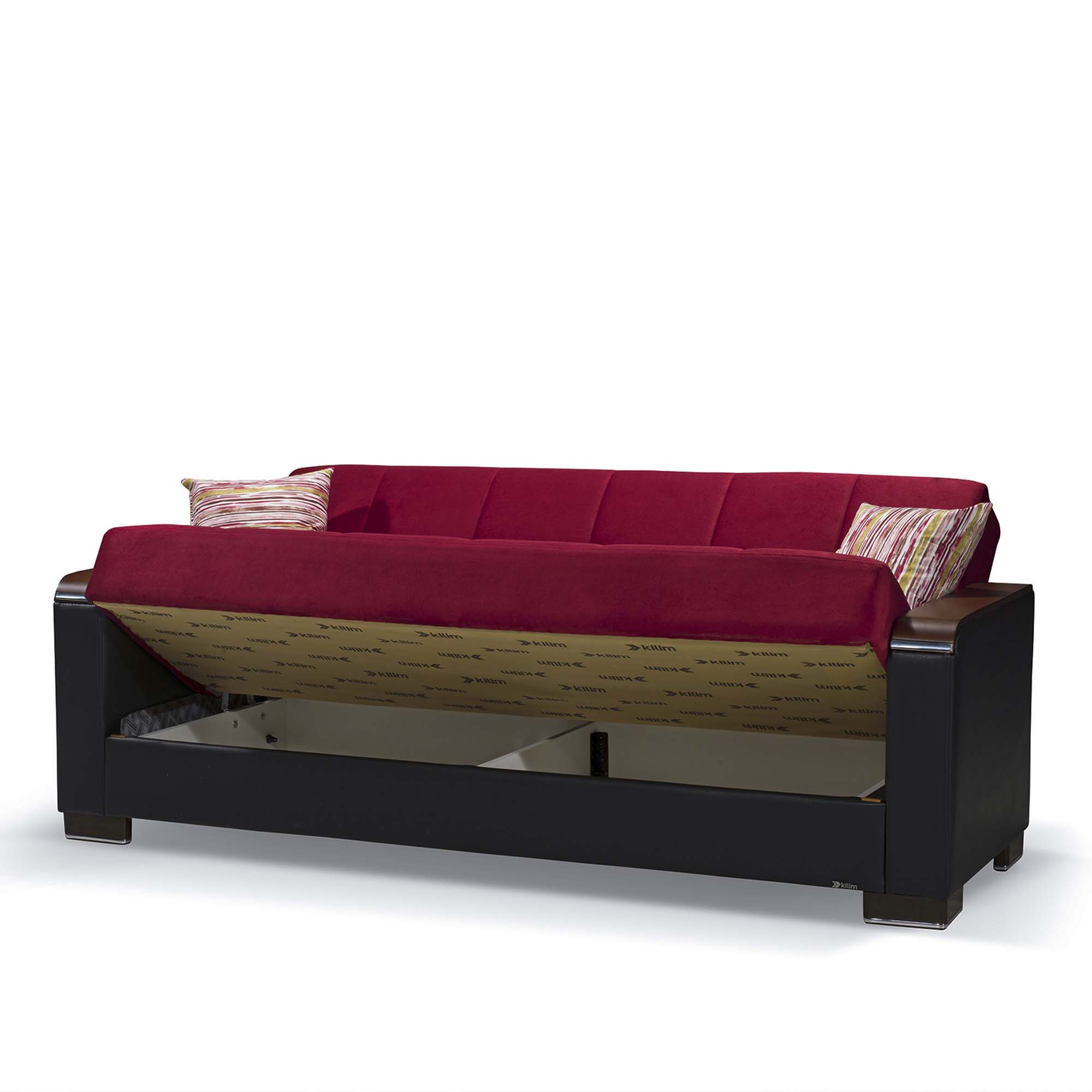 Ottomanson Armada X - Upholstered Convertible Wood Trimmed Sofabed With Storage - Microfiber