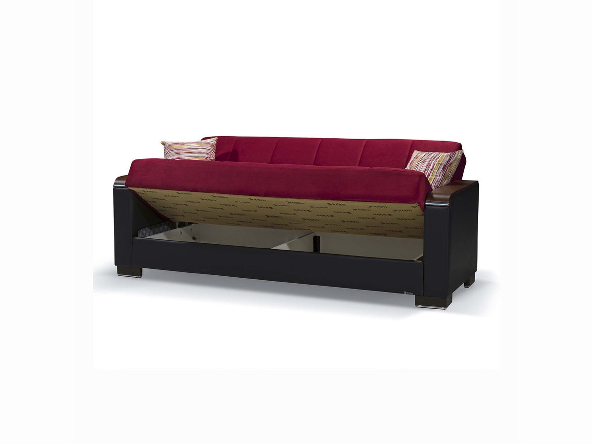Ottomanson Armada X - Upholstered Convertible Wood Trimmed Sofabed With Storage - Microfiber