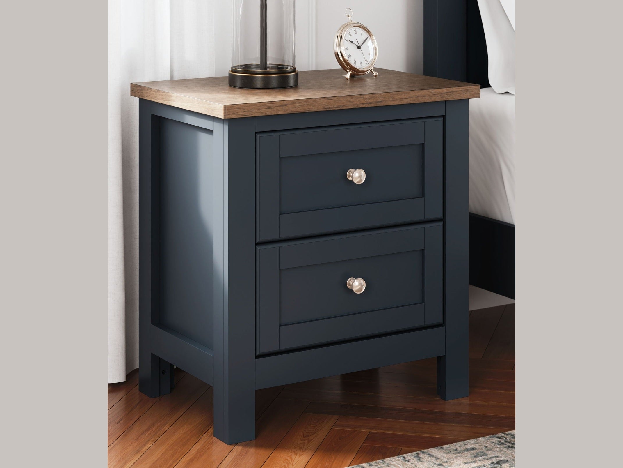 Landocken - Two Drawer Night Stand - Brown / Blue