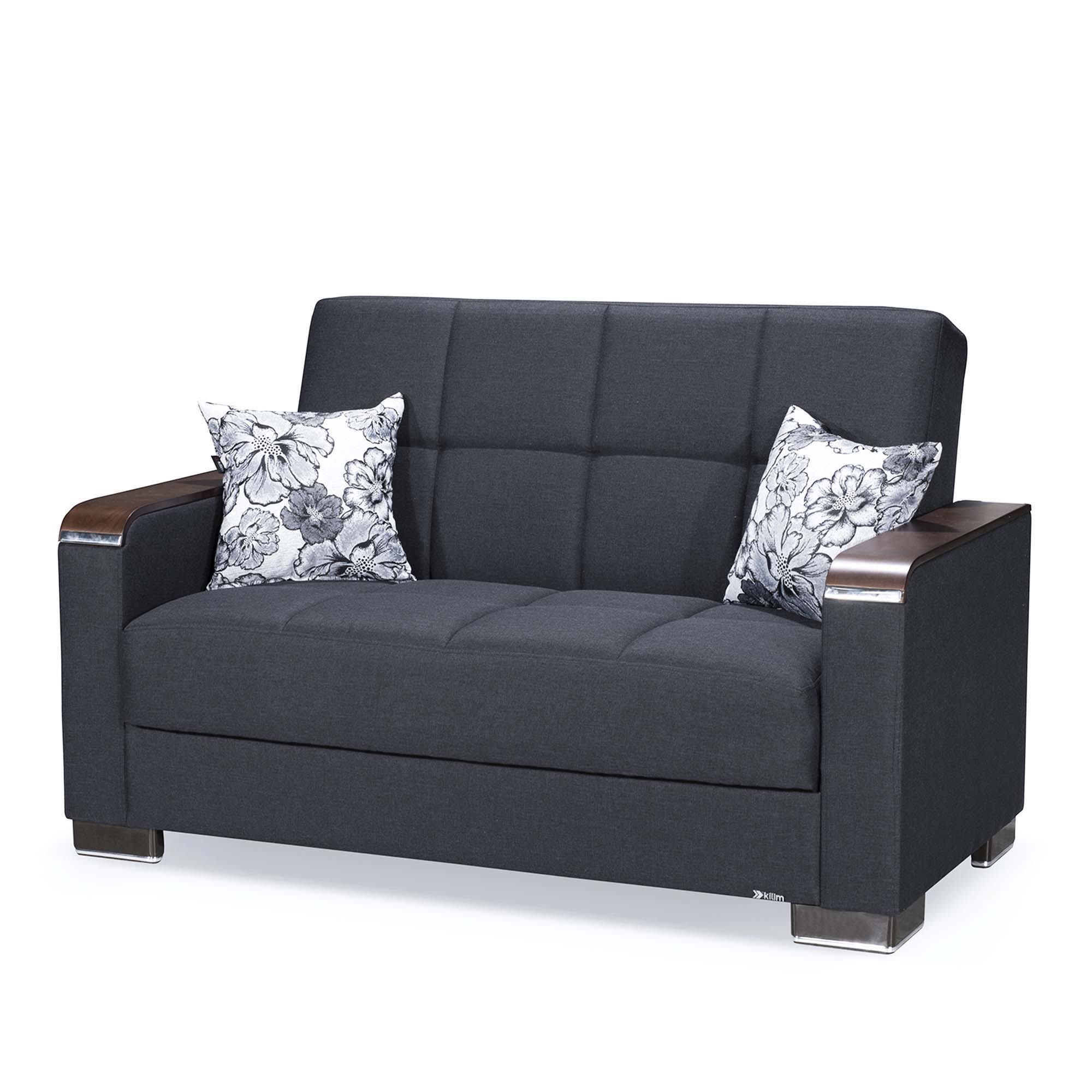 Ottomanson Armada X - Upholstered Convertible Wood Trimmed Loveseat With Storage - Polyester
