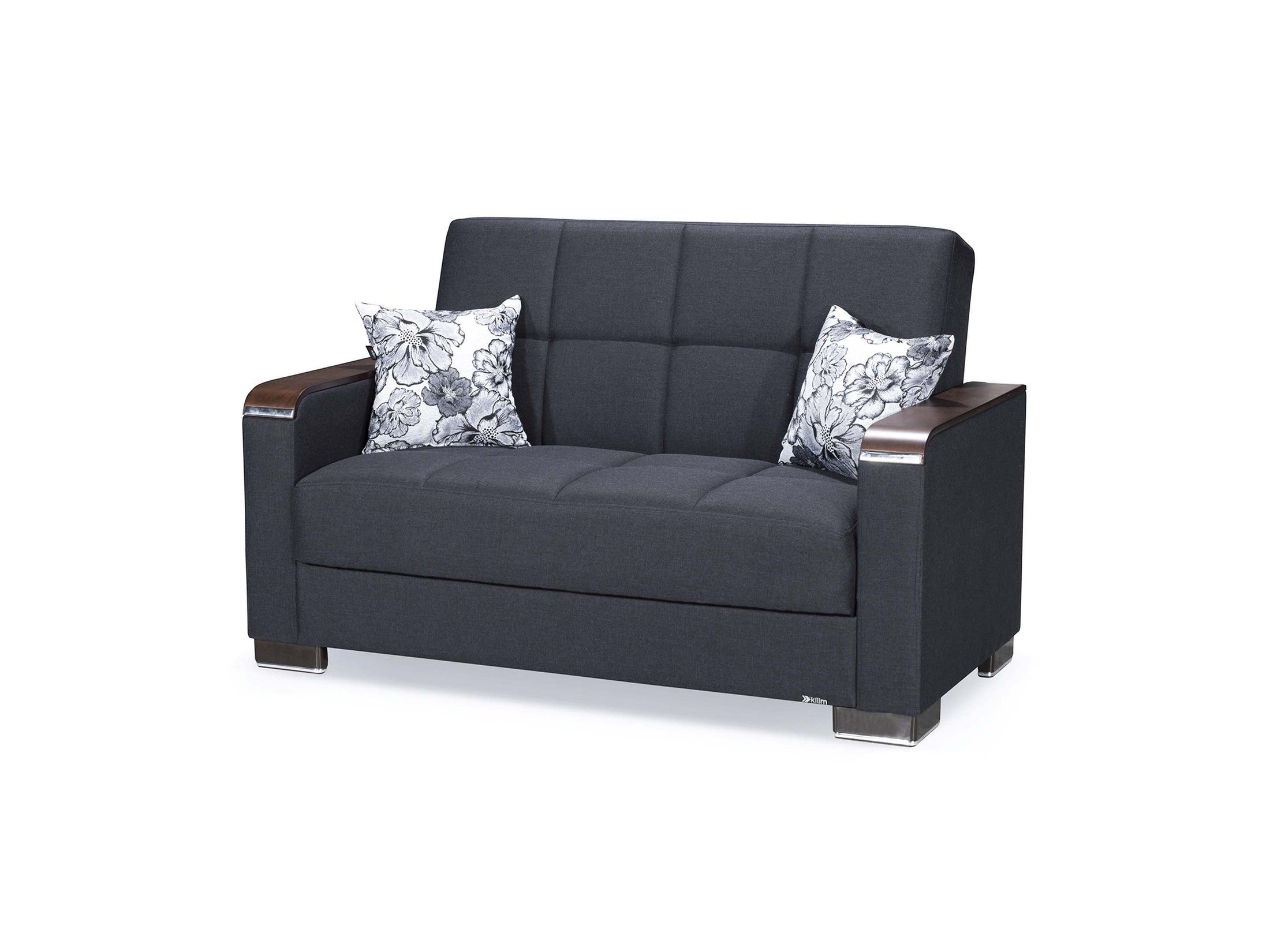 Ottomanson Armada X - Upholstered Convertible Wood Trimmed Loveseat With Storage - Polyester