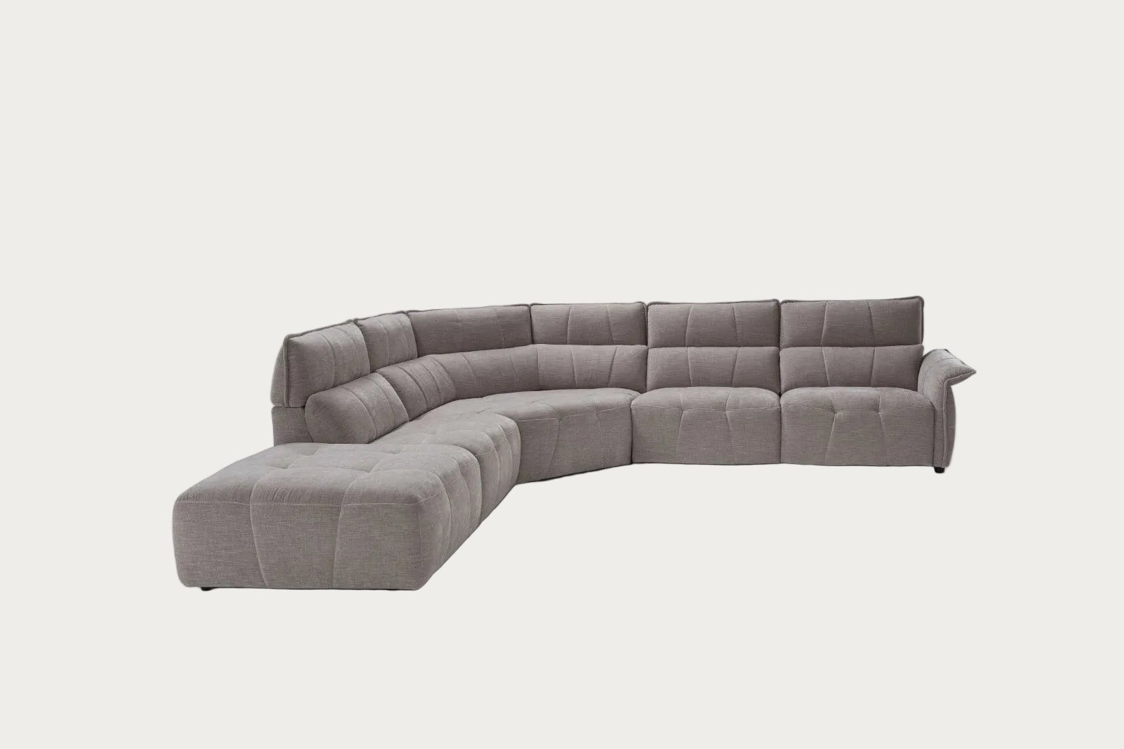Borg Sectional with Recliners, Right Arm Facing, Light Grey Fabric