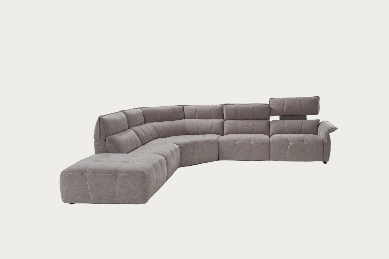 Borg Sectional with Recliners, Right Arm Facing, Light Grey Fabric