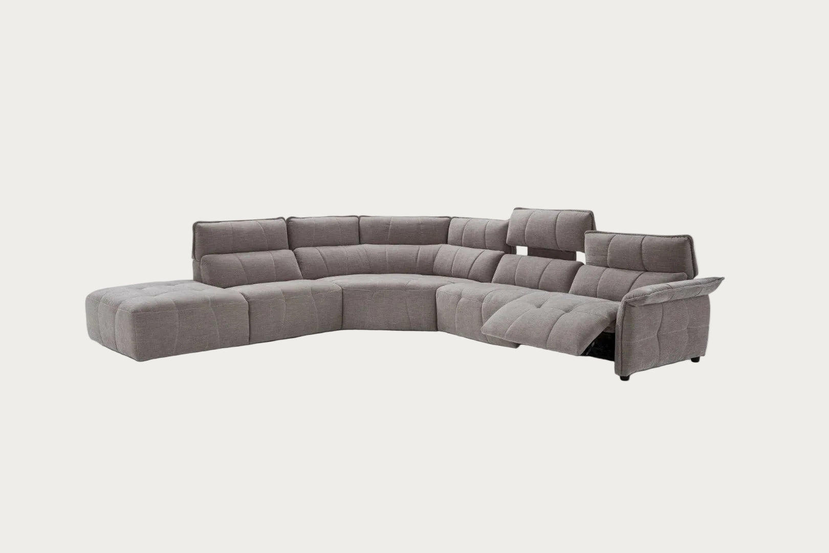 Borg Sectional with Recliners, Right Arm Facing, Light Grey Fabric