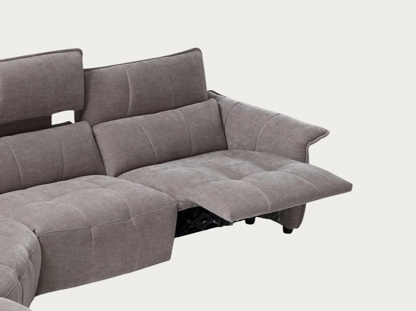 Borg Sectional with Recliners, Right Arm Facing, Light Grey Fabric