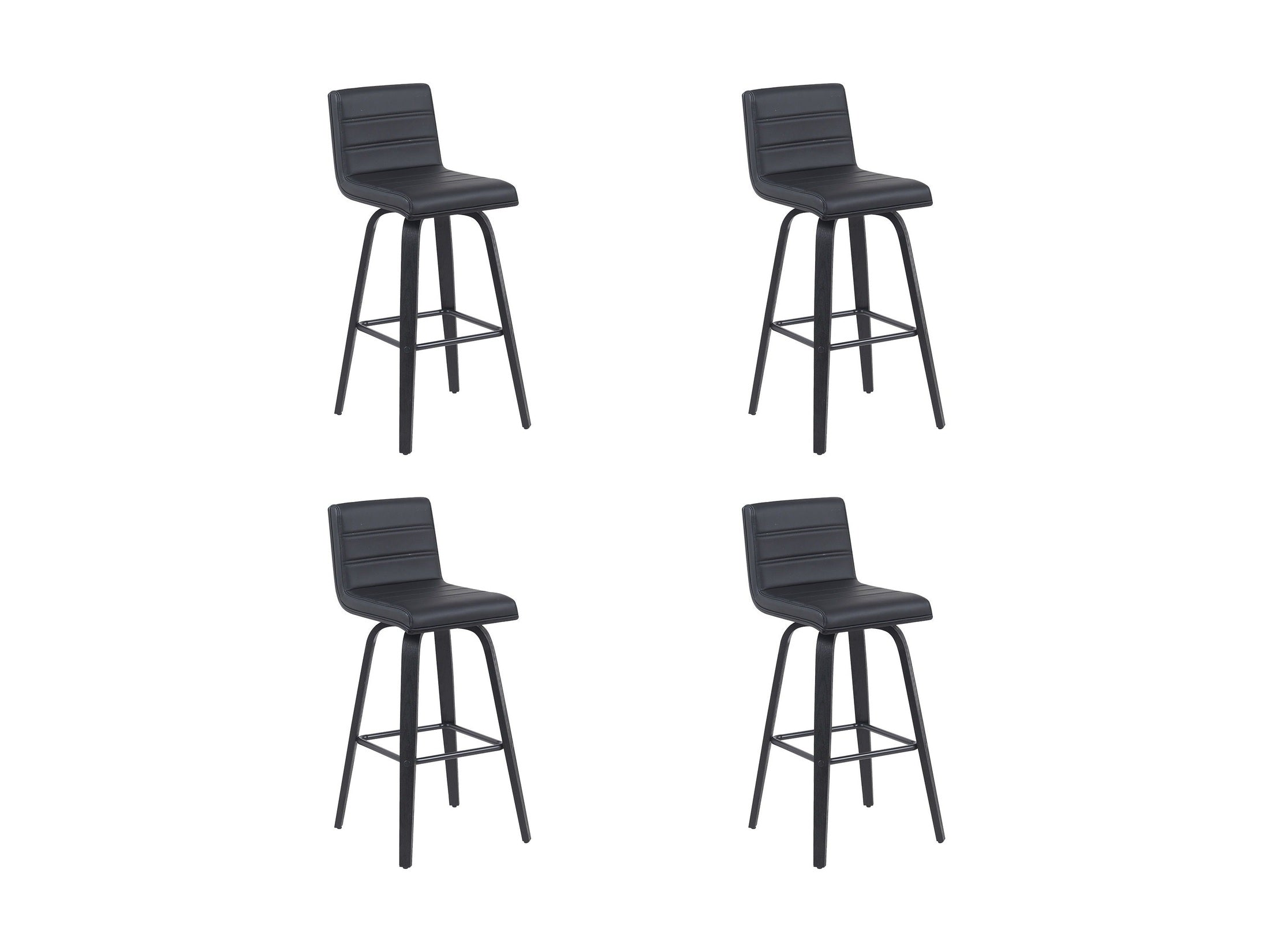 Vienna - Modern Swivel Bar Height Stool - Black Brushed Wood Frame