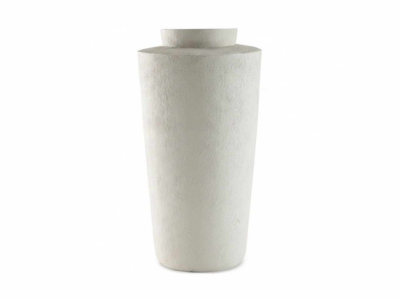 Textured white vase on a white background