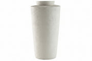 Textured white vase on a white background