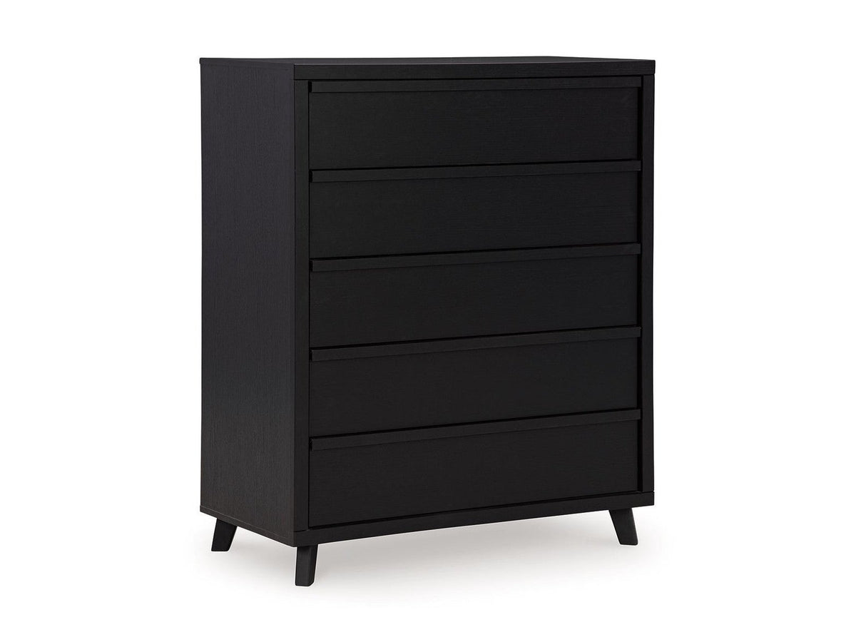 Danziar - Five Drawer Wide Chest - Black