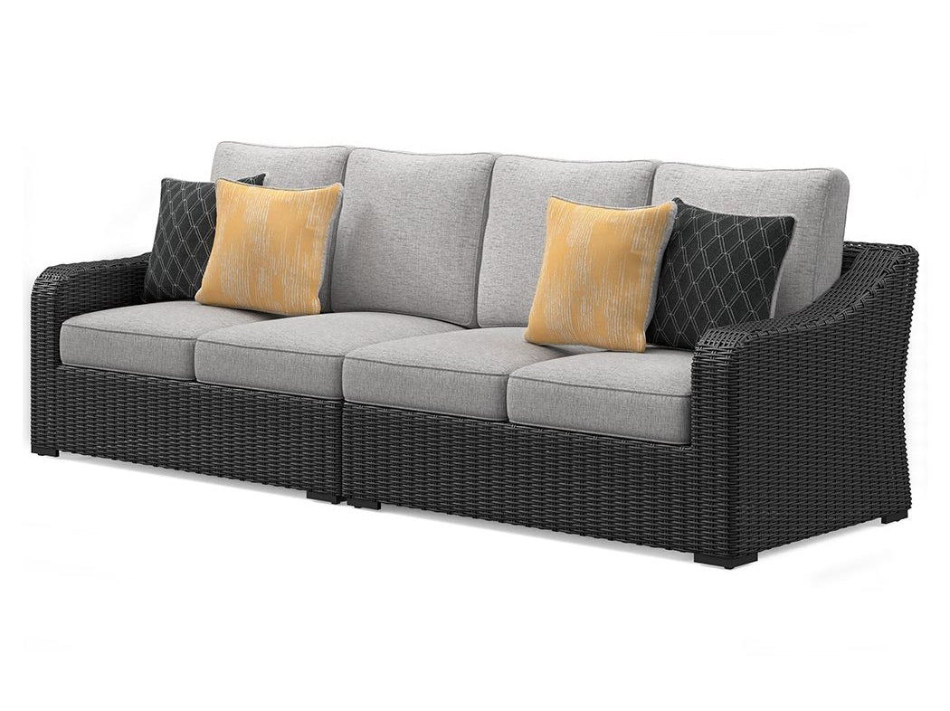 Beachcroft - 2-Piece Outdoor Loveseat with Cushion - Black / Light Gray